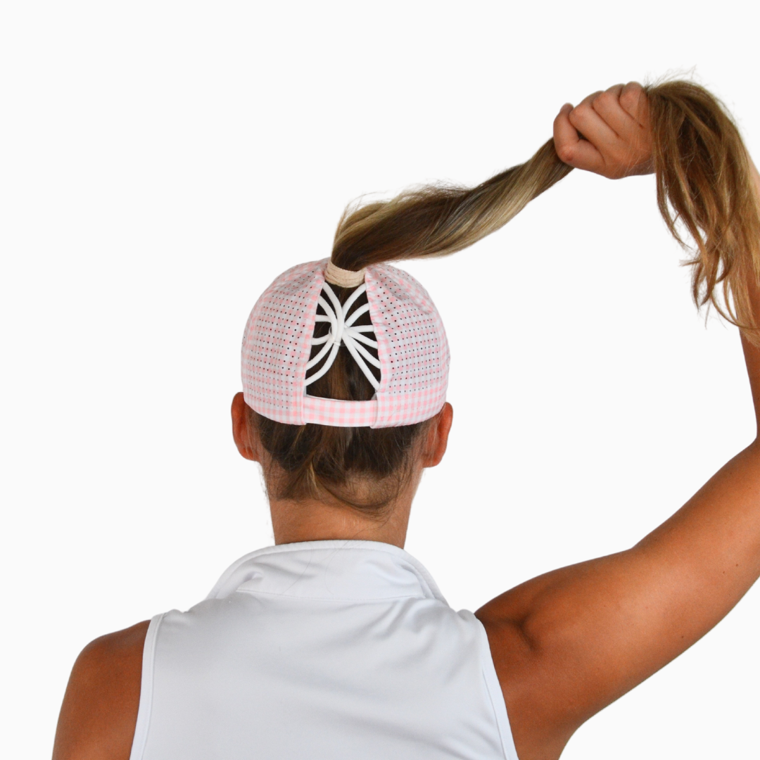 Gingham Print, Sun Goddess Cap, Tuck-In Strap UPF 50+ - VIMHUE